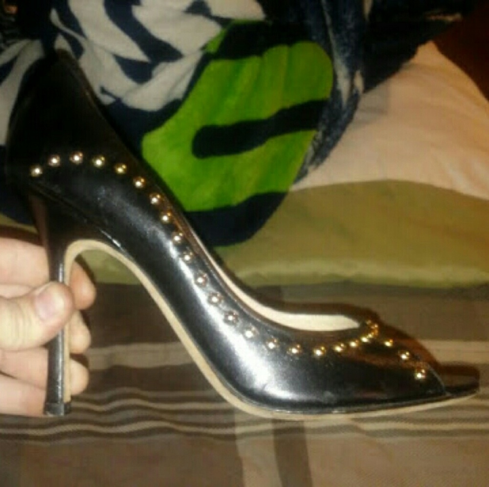 Black studded peep-toe Jimmy Choose heel